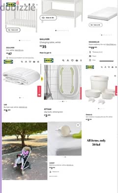 IKEA crib for baby, changing table and stroller Joie
