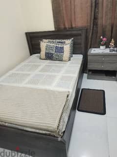 bed, mattress and  side table