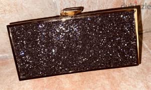 River Island Evening Bag glitters with gold metals Design jimmy Choo