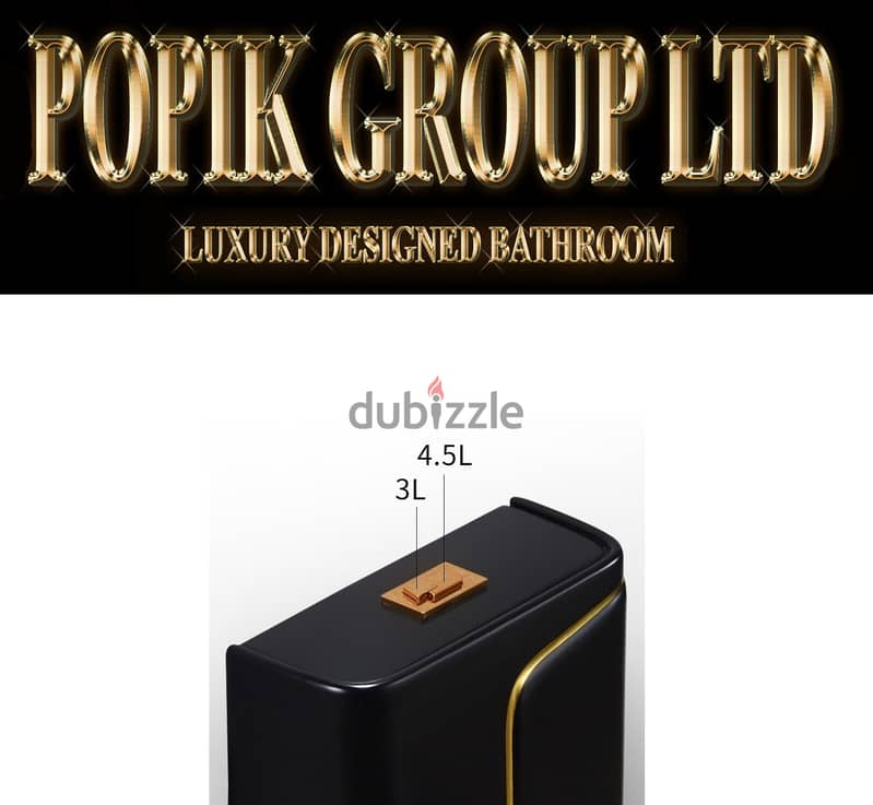 Rimless-Flush Bathroom Luxury Black toilet with gold stripe 6