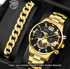 1pc golden Quartz watch zinc alloy strap zinc alloy pointer