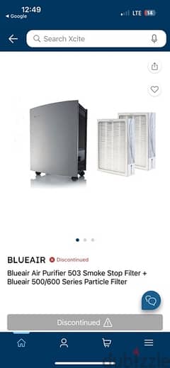 blueair air purifier + 2 new filters