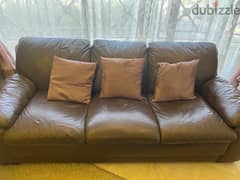 Leather sofa. Brown color. 3 seater.