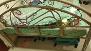 Queen iron bed with cot for sale 12KD