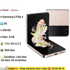 Samsung Galaxy Z-Filip 4. . . 5G.  . . 256-GB.  Ram 8-GB