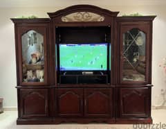 Entertainment Console 3pc Set Dark Wood Great Condition