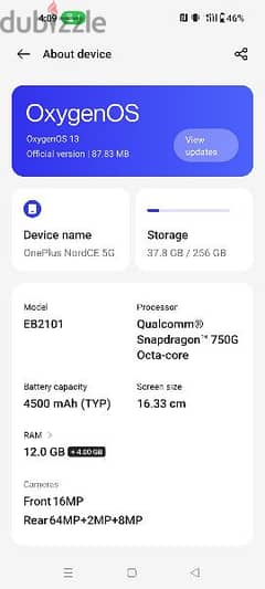 one plus Nord CE 5g 256 memory 12+4 rom
