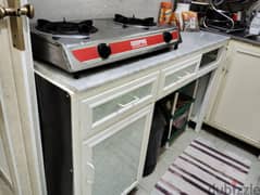 gas stove with kitchen stand marble top and bed