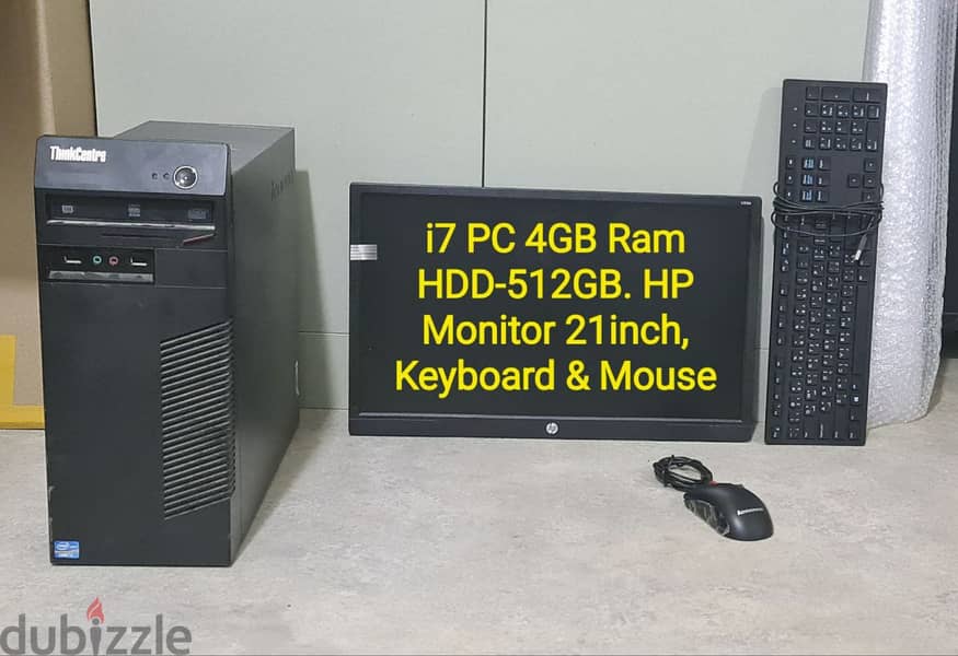 Lenovo Computer along with HP monitor and Keyboard mouse 3