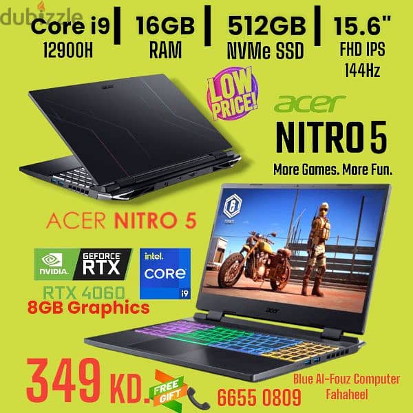 Acer Nitro 5, Core i9 Brand New 349 KD. 0