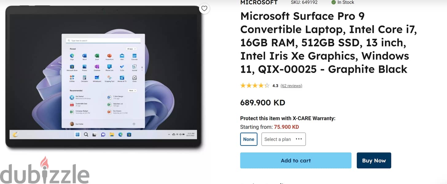 MICROSOFT SURFACE PRO 9 I7 16GB RAM 4
