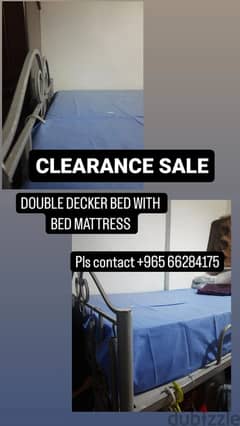 DOUBLE DECKER BED (STEEL) ALONG WITH 2 BED MATTRESS 0