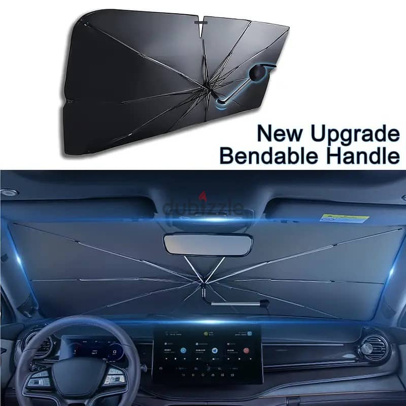 Universal Front Windshield Sunshade with 360° Bendable Handle 0
