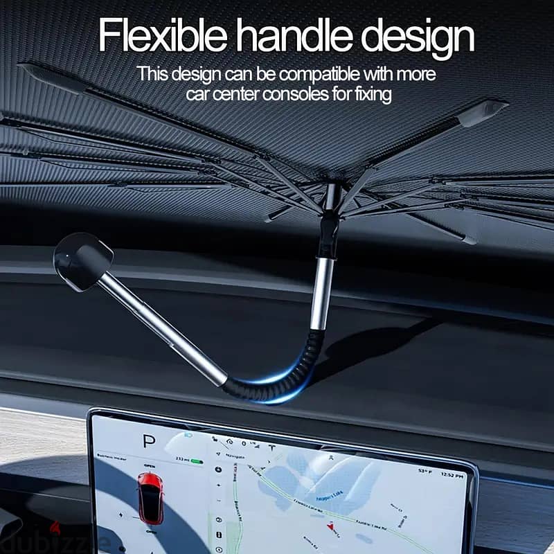 Universal Front Windshield Sunshade with 360° Bendable Handle 2