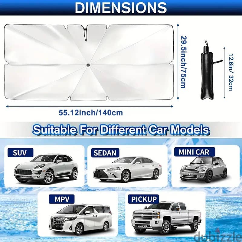 Universal Front Windshield Sunshade with 360° Bendable Handle 7