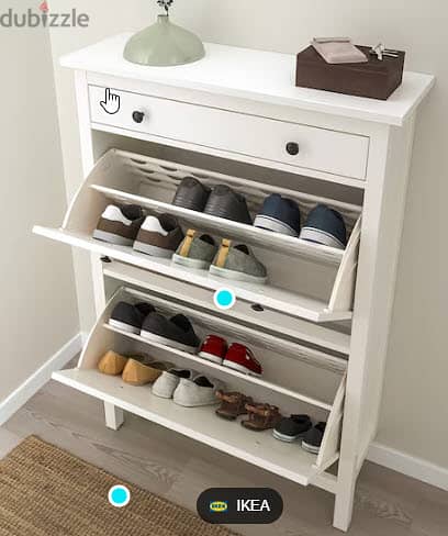 HEMNES shoe cabinet with 2 compartments, white 0