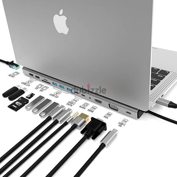 12in1 Aluminum USB-C Hub 4K HDMI 100W Power 0