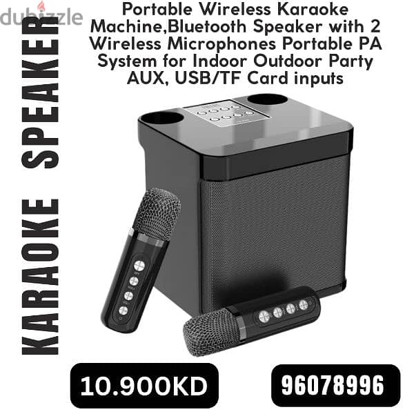 Karaoke Bluetooth Speaker With 2 Microphone 0