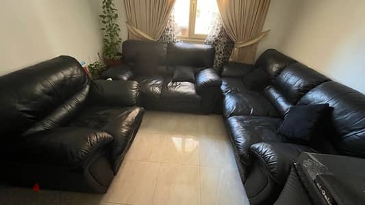 black leather sofa