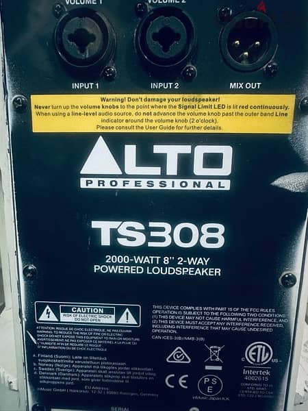 Alto active 2000watts each speaker 5