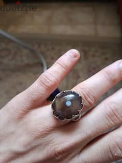 Natural Agate on dense Silver ring