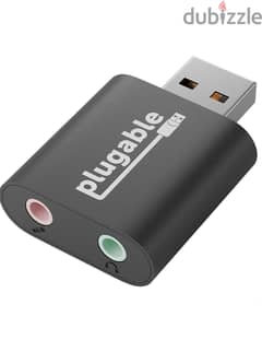 Plugable Usb Audio Adapter with 3.5mm speaker headphone microphone jac