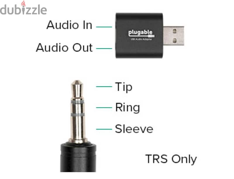 Plugable Usb Audio Adapter with 3.5mm speaker headphone microphone jac 3