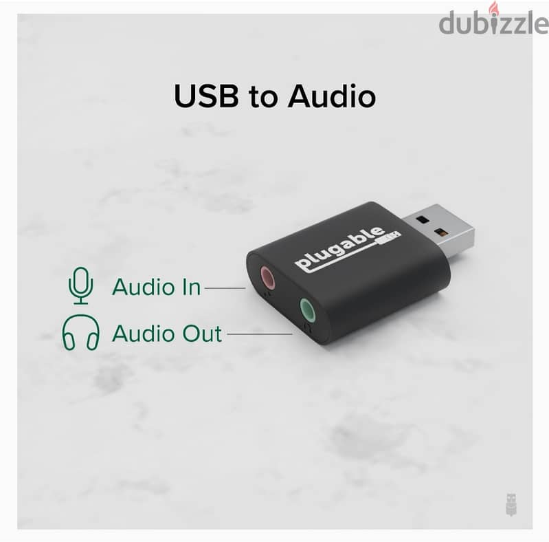 Plugable Usb Audio Adapter with 3.5mm speaker headphone microphone jac 4