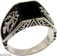 Solid 925 Sterling Silver Rings for Men Turkish Handmade Onyx Stone Ea