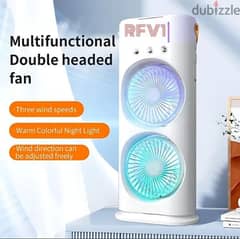 مروحة رذاذ مزدوجة قابلة للنقل Portable dual mist fan. توصيل لكل الكويت