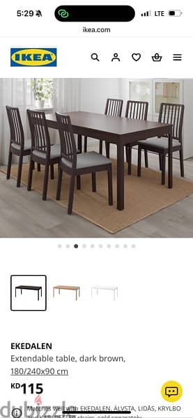 ikea Ekedalen extended dining table with 6 chairs 1