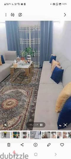 sofa with big coffee table and  dining table with 6 chairs