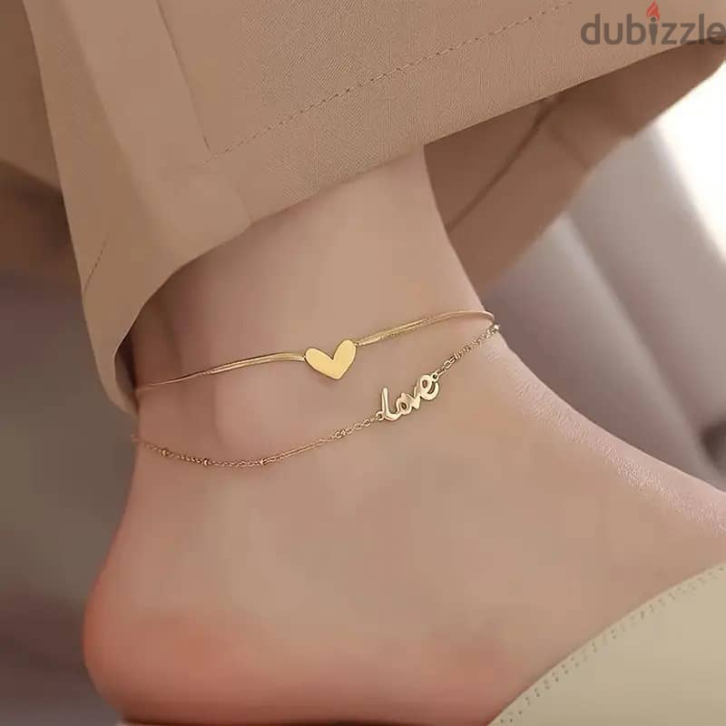 Love & Heart Shaped Anklet Foot Chain Bracelet 0