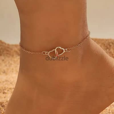 Elegant Double-Heart Anklet Foot Chain Bracelet