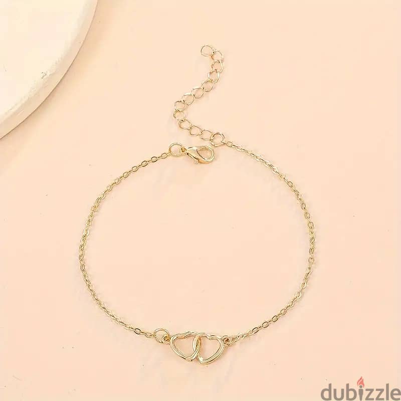 Elegant Double-Heart Anklet Foot Chain Bracelet 1