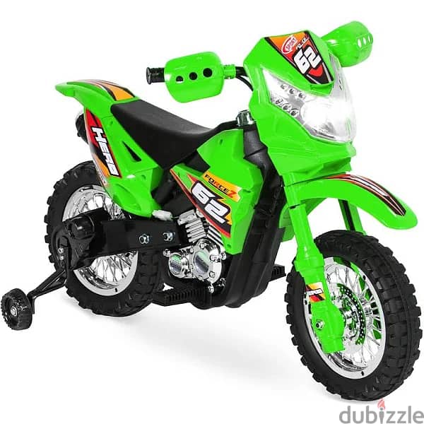 Vroom Rider VR093 Battery Operated 6V Kids Dirt Bike, Green 0