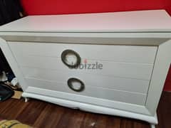 white wide dresser with mirror for sale