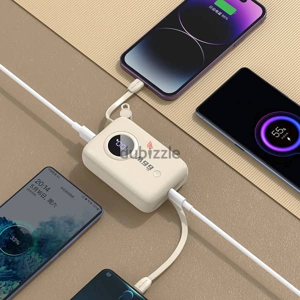 Dudao K14 10000mAh power bank with USB-C & Lightning cables 3