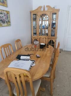 Dining table 6 chairs and cupboard