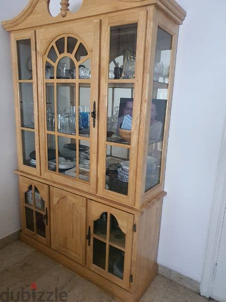 Dining table 6 chairs and cupboard 1