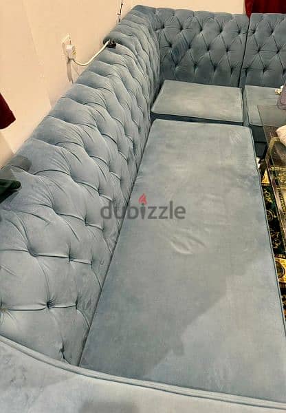 L shape sofa (lower height) with two tea table 2