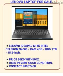 LENOVO LAPTOP FOR SALE