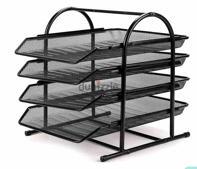 3/4layer Metal Storage Rack, A4 Paper File Storag Tray, Kitchen Bathro 0