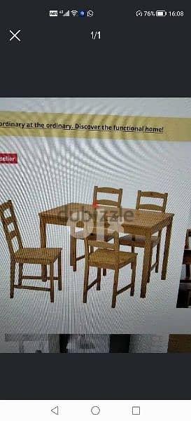 Ikea sparingly used wooden dining table wth 4 chairs 0