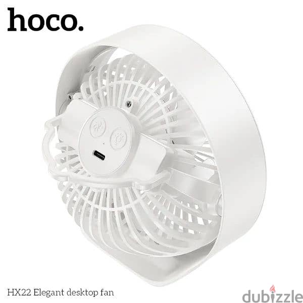 hoco hx22 handled fan 3 speed with light 0