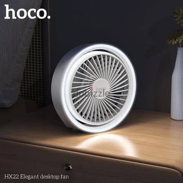 hoco hx22 handled fan 3 speed with light 2