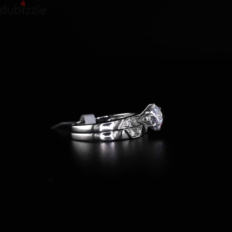 Silver Twisted Band silver Ring with Round Cut CZ Stone - Elegant Desi 1