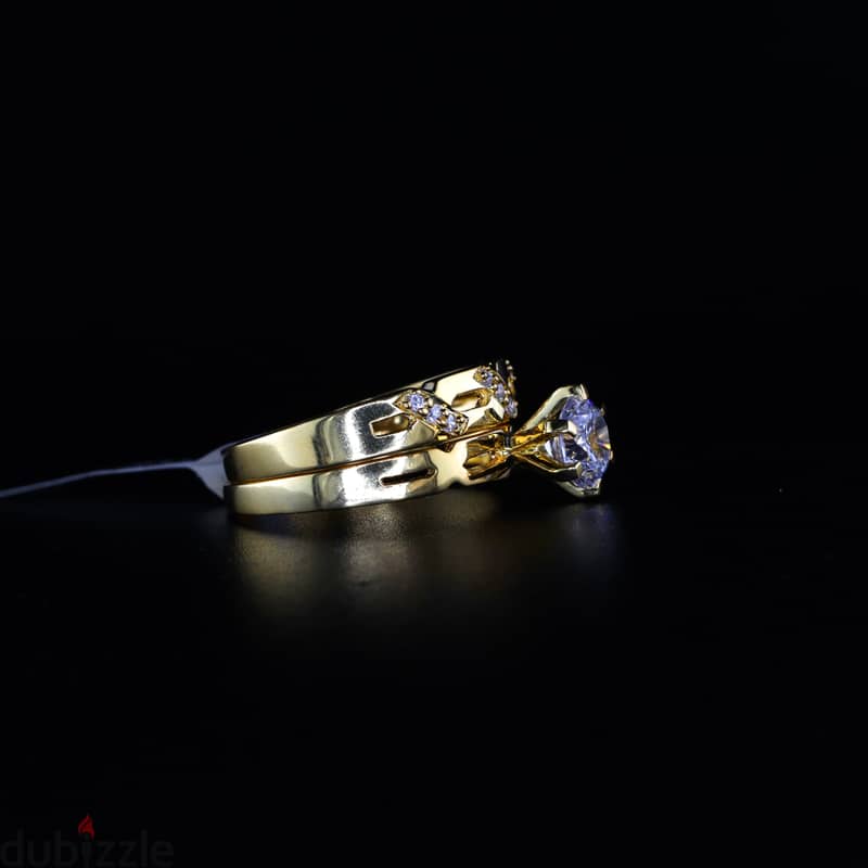 Gold colored Ring with Sparkling Lab Diamonds by Saleh Sallom 0