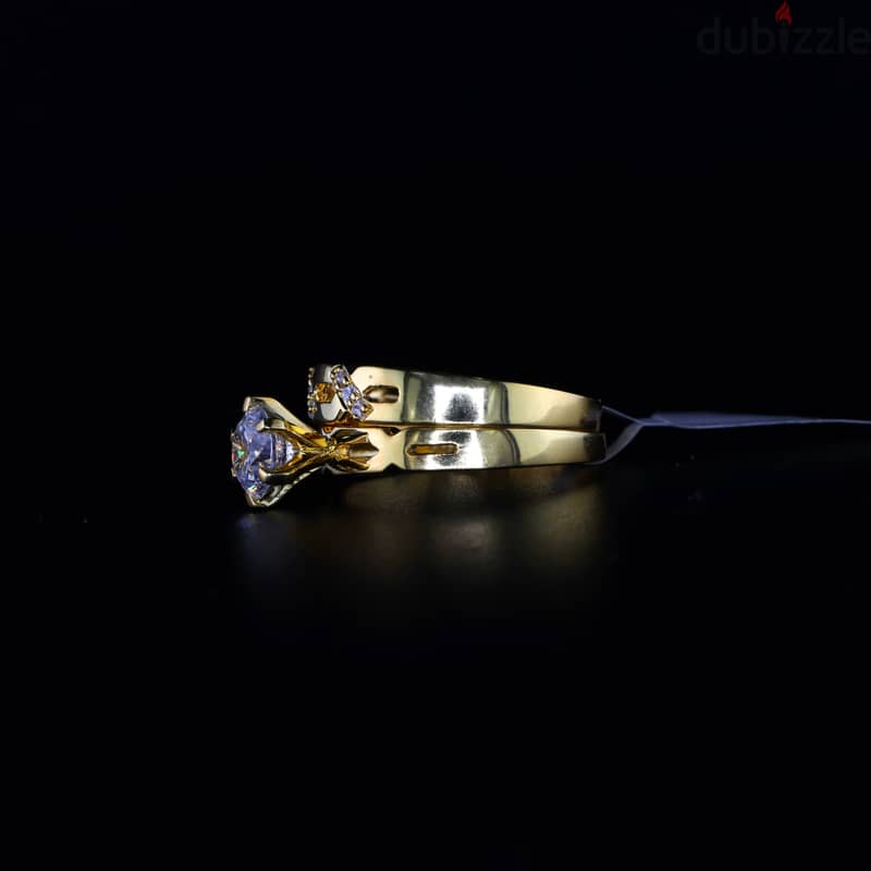 Gold colored Ring with Sparkling Lab Diamonds by Saleh Sallom 1