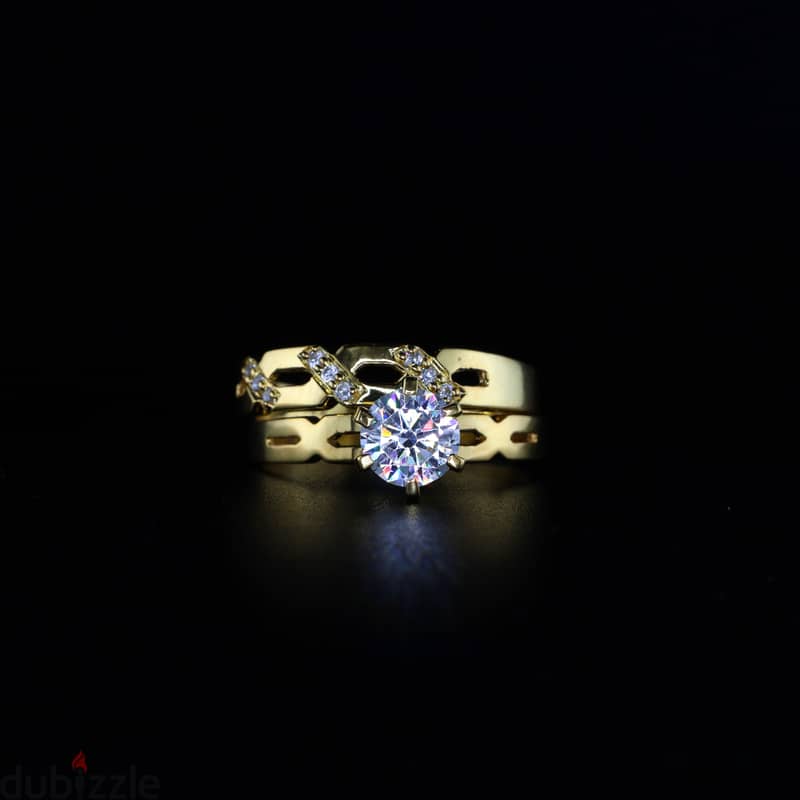 Gold colored Ring with Sparkling Lab Diamonds by Saleh Sallom 2